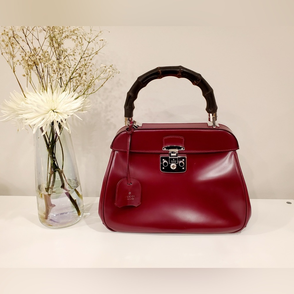 Gucci Regent Calfskin Bamboo Top Handle Bag